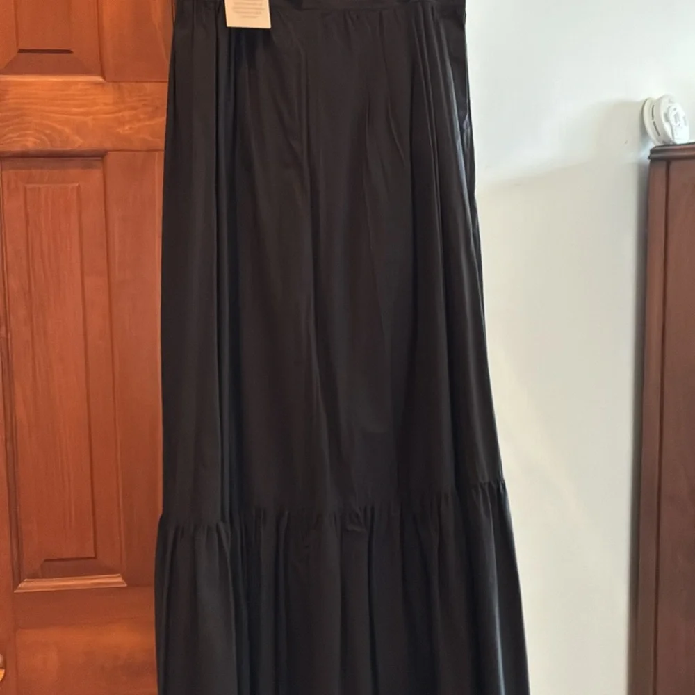 NWT A.L.C. cotton poplin crop top puff sleeve and tiered maxi skirt Black sz 14 - Picture 3 of 4